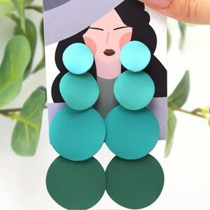 Chic Teal and Green Drop Earrings
